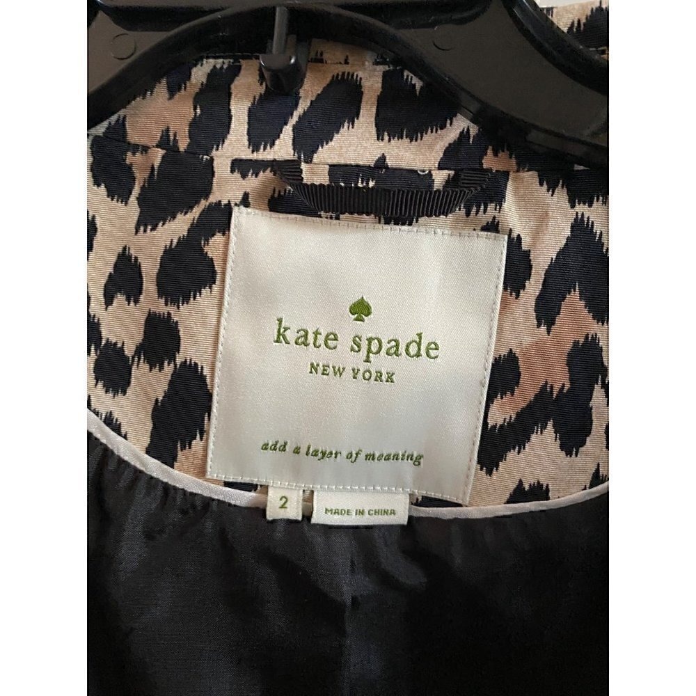 kate spade leopard print top coat Sz 2 animal cotton silk day disco franny - Picture 17 of 17